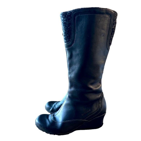 Merrell Shoes - Merrell Larkspur Black Leather Wedge Vibram Sole Wool Trim Boots - Size 7